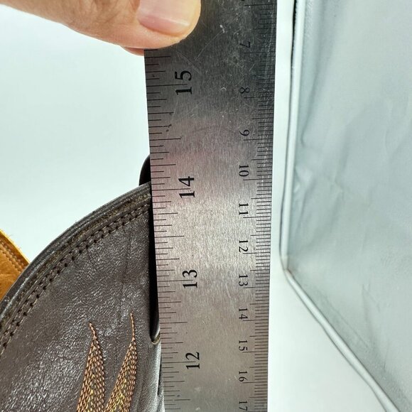 Nocona Men Size 9D Brown Leather Pull On Cowboy Western Boot - Picture 9 of 14